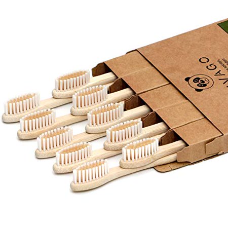 VIVAGO Bamboo Toothbrushes 10 Pack - BPA Free Soft Bristles Toothbrushes, Eco-Friendly, Natural Wooden Toothbrush