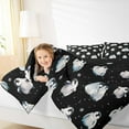 thumbnail image 4 of Manfei Teens Antarctic Penguin Full Size Comforter Sets, Mystic Stars Print Bedding Comforter Set, Black Cartoon Style Reversible Bedding Sets, Ultra Soft Home Decor, 3 Pieces, 4 of 8