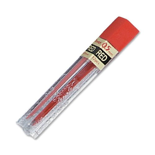 Red Tube of 12 Pentel 0.7mm Coloured Pencil Leads