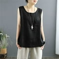 thumbnail image 2 of JFGHDG Women's Sleeveless Tank Tops Cotton Linen Tank Tops for Women Flowy Swing Tee Summer Tshirt Cotton Linen Shirts Tunic Tee Casual Comfy Summer Clothes Black L, 2 of 5
