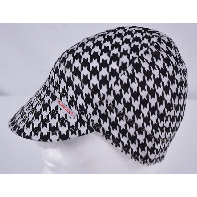 Comeaux Caps Casquette de Soudage Réversible Pied-de-Poule Noir et Blanc Taille 8