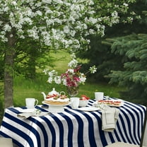 LYCAQL Stripe Indoor Outdoor Tabletop Collection Stain Resistant Waterproof 54x108 Rectangle Tablecloth Nautical Blue Tablecloth Table Flag Party Decoration