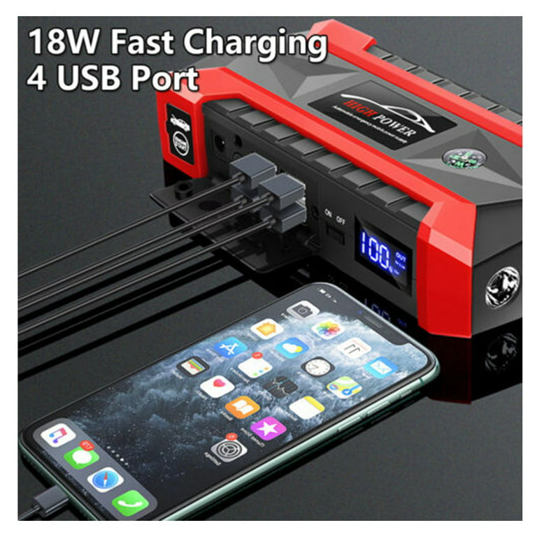 Xhy 89800mAh Car Jump Starter Portable Battery Pack Booster Jumper Box  Emergency Start Power Bank Supply Charger with Built-in LED Light 