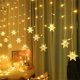 thumbnail image 3 of Guirnalda de luces, luces de cortina, luces LED de copo de nieve navideñas de 3,5 m, 8 modos de iluminación, decoración de ventanas, Navidad, boda, cumpleaños, hogar, patio, blanco cálido ER, 3 of 5