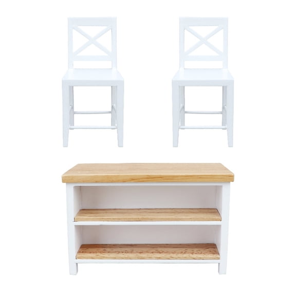 Sinyiin Dollhouses Restaurant Furniture Set Smooth Wooden Table Chairs With Bar Counter
