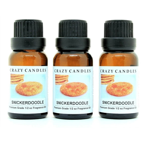 Crazy Candles Snickerdoodle 3 Bottles 1/2 Fl Oz Each (15ml) Premium Grade Scented Fragrance Oil (Cinnamon Sugar and Spice Cookie) Made in USA