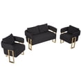 thumbnail image 6 of Newest Modern Teddy Fleece Loveseat, Black & Gold with Square Metal Legs for Living Room & Dressing Area, 6 of 11