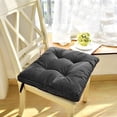 thumbnail image 1 of Nvzi Cojín de pana suave para silla de exterior o patio con lazos, para decoración del hogar, para silla de comedor de interior, 18" × 18" × 3,6", color gris oscuro, 1 unidad, 1 of 5