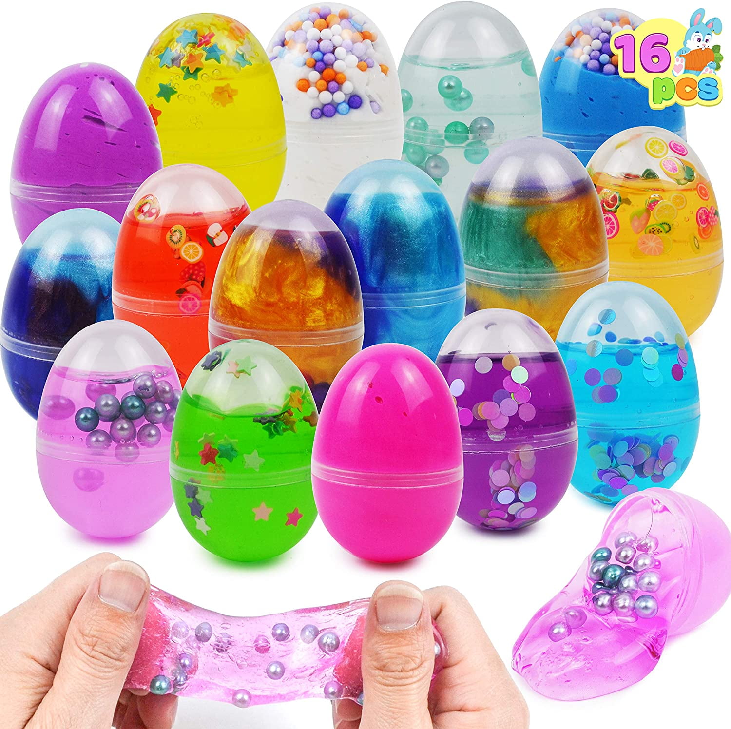 JOYIN 18 Packs Jumbo Easter Eggs with Prefilled Die-cast Vehicles Easter Basket Stuffers Easter Party Favors for Kids