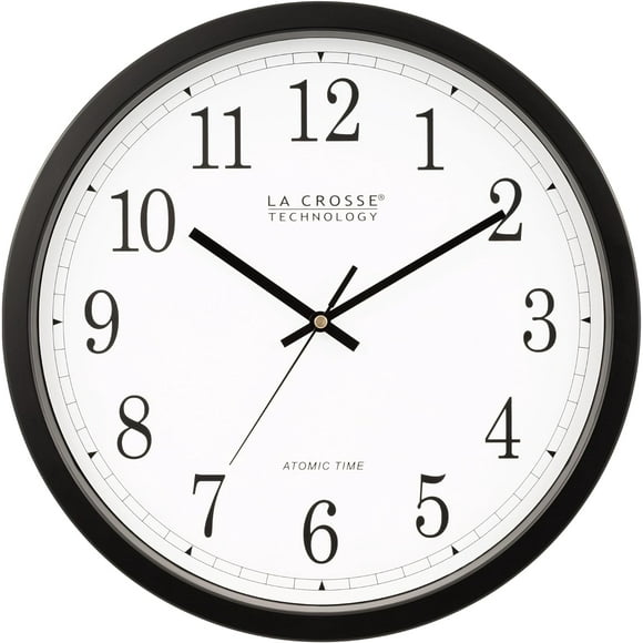 ERDS-WT-3143A 14-Inch Atomic Wall Clock, Black