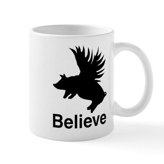 CafePress - Flying Pig Mug - 11 oz Ceramic Mug - Novelty Coffee Tea Cup