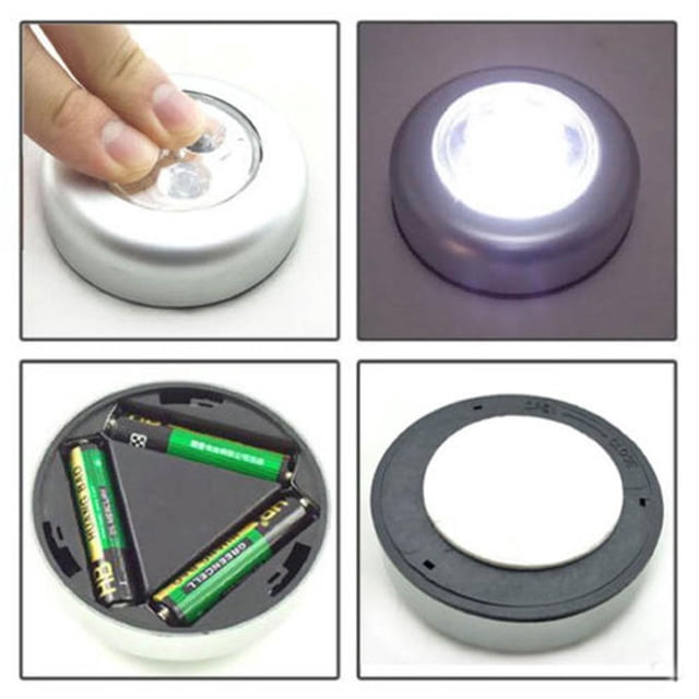 Bombilla Lámpara de iluminación blanca con interruptor táctil alimentado por batería AAA de 3 luces LED Wdftyju Para estrenar