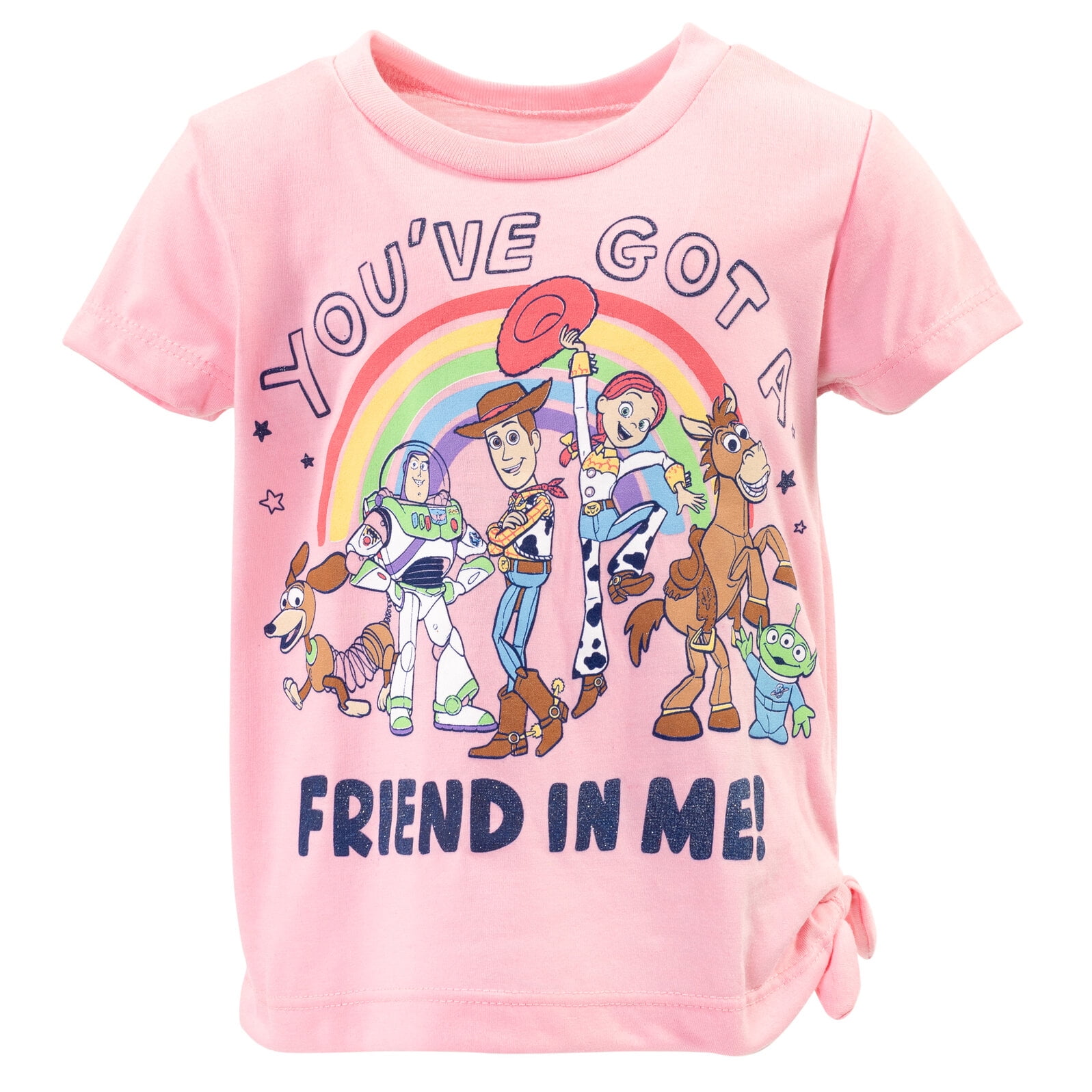 Disney Toy Story Toddler Girls' 2-Piece T-Shirt and Bike Shorts Set Toy Story Pink Blue