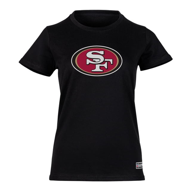 NFL Playera Aficionado Básica San Francisco 49ers Negro para Mujer, Talla Chica