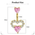 thumbnail image 3 of JUNWELL 14G Belly Button Ring Pink Heart Navel Rings Surgical Steel Belly Button Jewelry, 3 of 7