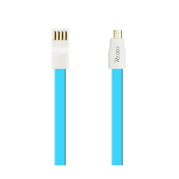 Flat Magnetic Gold Plated Micro Usb Data Cable 0.7 Foot In Blue