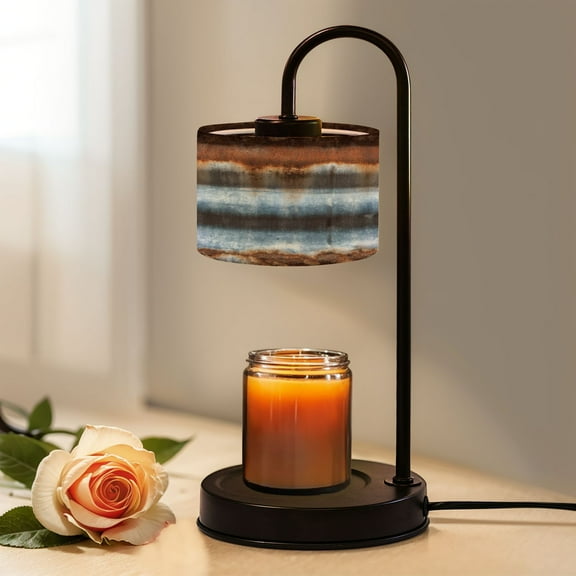 Candle Warmer Lamp with Timer, Weathered Corrugated Metal Rust Blue Patina Texture Non-slip Wireless Remote Control Wax Melts Warmer with 4 Bulbs for Home Office Dorm, Birthday Gifts for Women