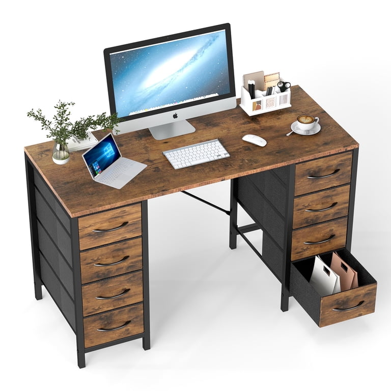 EDX 47" Computer Desk with 8 Fabric Drawers, Red photo 1