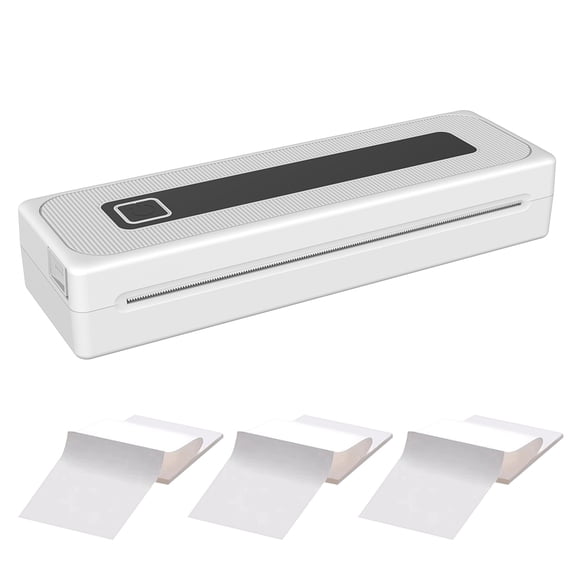 White ABS Portable Thermal Printer with 3 Rolls A4 Thermal Paper (300 Sheets), 2000mAh Battery, 200DPI Resolution, BT5.1/USB Connectivity, 10MM/S Speed, Type-C Charging, Supports iprint 1 App,