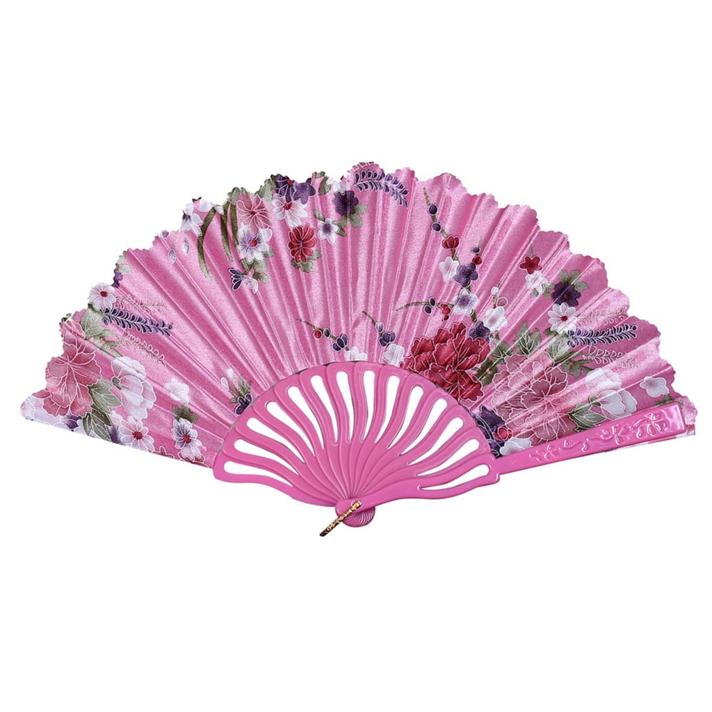 Vintage Chinese Style Dance Wedding Party Lace Silk Folding Hand Held Flower Fan 