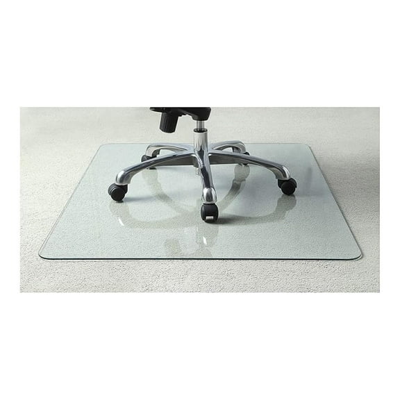 Tempered Glass Rectangular Office Chair Mat, 46" x 36", Clear Floor Protector