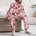 thumbnail image 5 of Mens Pajamas Set, Pink Fruit Ice Cream Print Button Down Long Sleeve Loungewear Sleepwear Pjs sets for Men, 5 of 5