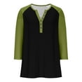 thumbnail image 4 of Oksale Women's Quarter Button Shirts Trendy Raglan T Shirt 3/4 Sleeve Tee Blouses Casual V Neck Blouse Going Out Fall Top Classic Fit Tops 2025, 4 of 9