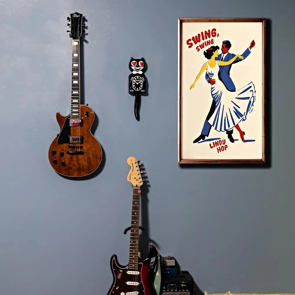 KIT CAT Klock Classic Black with Heart Eyes - Iconic Cat Clock with Moving Heart Eyes and Tail, Battery Operated Wall Clock, Perfect for Home Decor, Mid-Century Modern Clock, Unique Gift