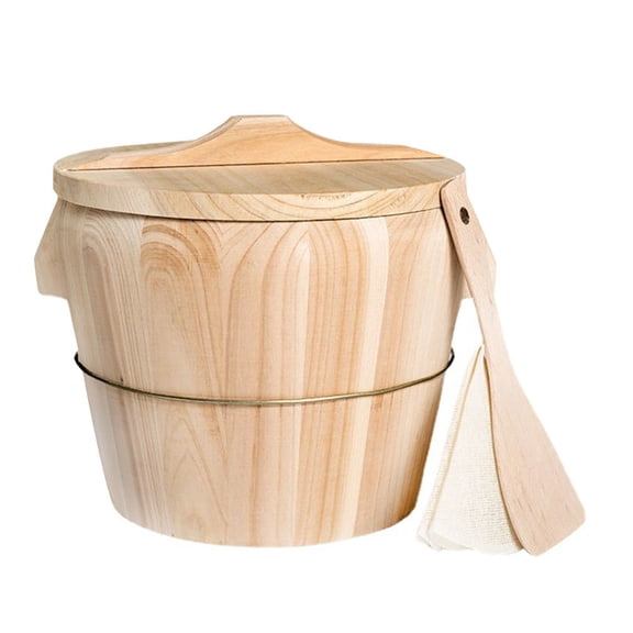 KONTONTY Eco-Friendly Light Brown Wooden Rice Steamer for Even Cooking
