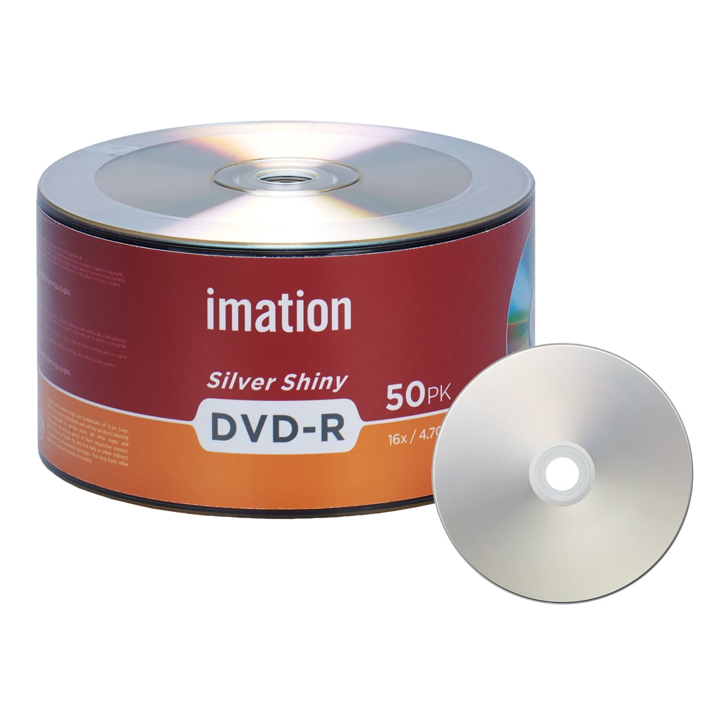 50 Pack Imation DVDR 16X 4.7GB/120Min Silver Shiny Blank Media Recordable Data Disc Walmart