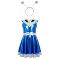thumbnail image 4 of CAUYDY Kids Girls Halloween Alien Sleeveless Metallic A-line Dance Dress for Stage Performance(Z03-Blue,4-5 Y), 4 of 6