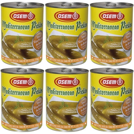 New Osem Mediterranean Pickles, Kosher for Passover, Small, 18 Ounce Can (6-Pack)