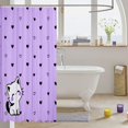 thumbnail image 3 of Manfei Cute Cat Kitten Shower Curtain 72Wx78L, Love Heart Print Bath Curtain, Lavender, 3 of 5