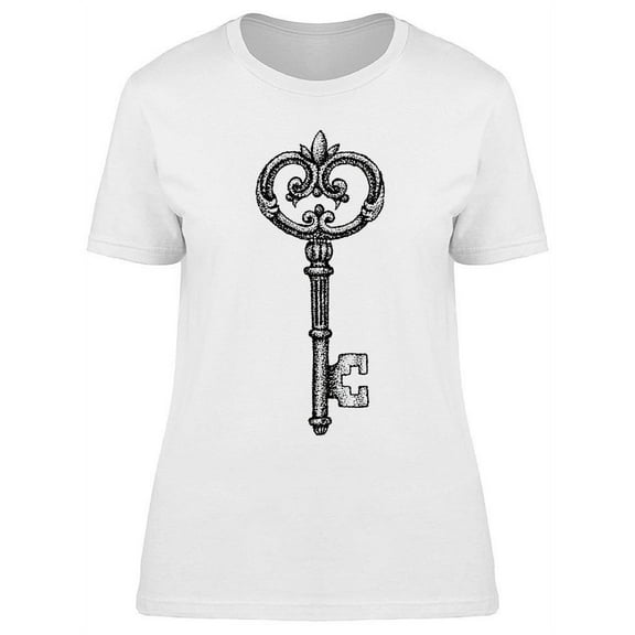 Dotwork Ancient Key T-Shirt Women -Image by Shutterstock, Female Small