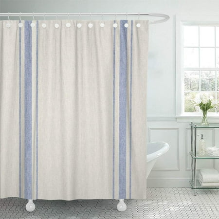 Yusdecor Farm Blue Grain Sack House, French Country Bathroom Shower Curtains