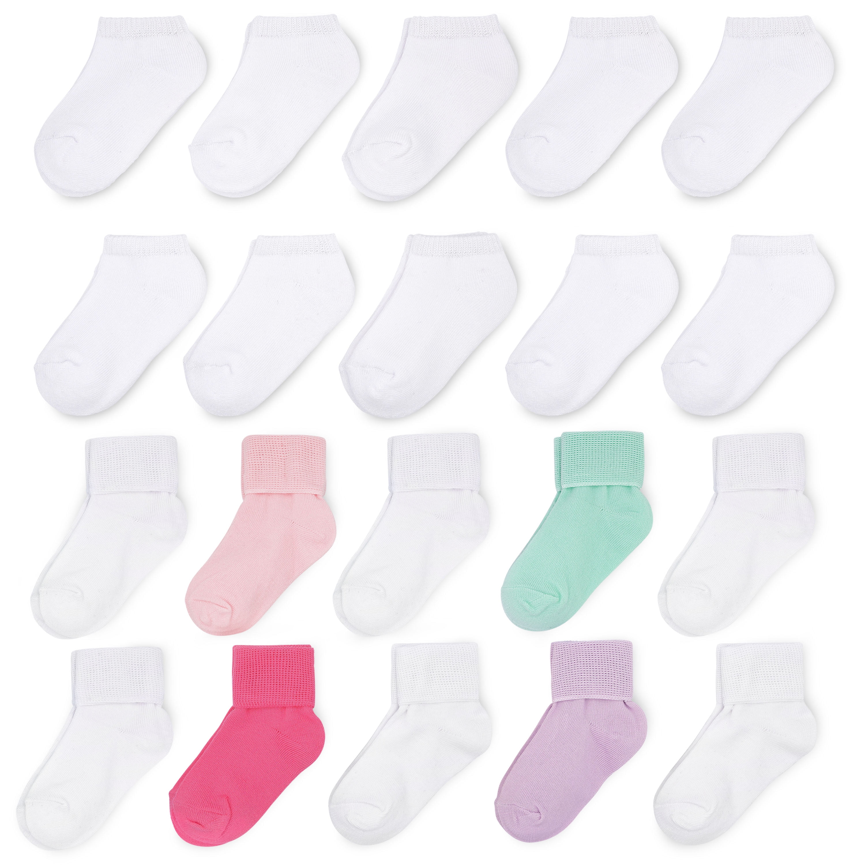 Wonder Nation Baby and Toddler Low Cut Socks, 20-Pack, Sizes 0M-5T