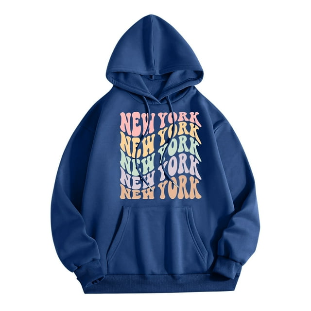 WEAIXIMIUNG Sweatshirts à Col Rond pour Femmes, Hoodie Décontracté avec Poche, Imprimé Lettres Anglaises