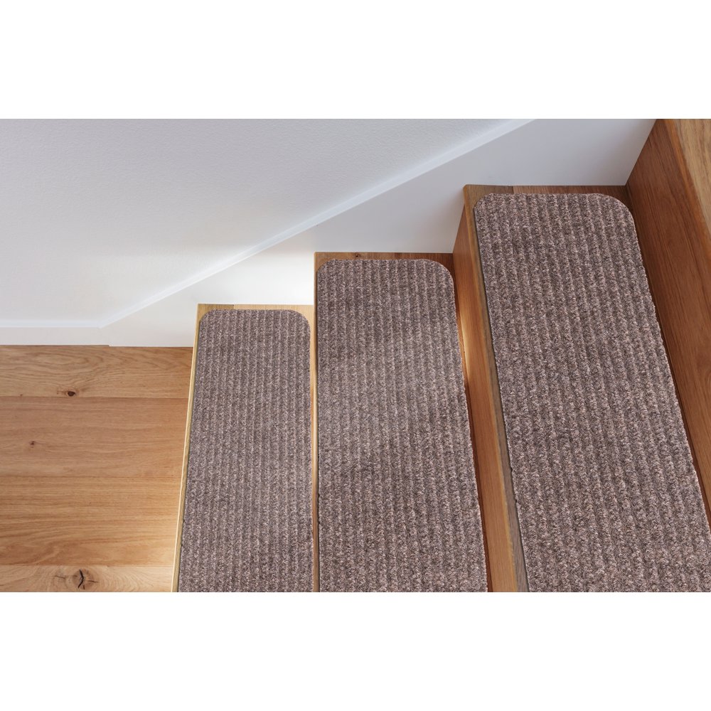 Ottomanson Lifesaver Scrape Rib Stair Treads (7), Beige, 8"X30