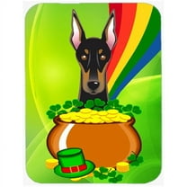 Caroline's Treasures Doberman St. Patrick's Day Glass Cutting Board Large