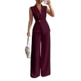 thumbnail image 3 of Stichou Suits 2 Piece Set for Women Sophisticated One Button Blazer Wide Leg Trousers Set Professional 2026 Office Work Casual Solid Outfits Purple 2XL, 3 of 7