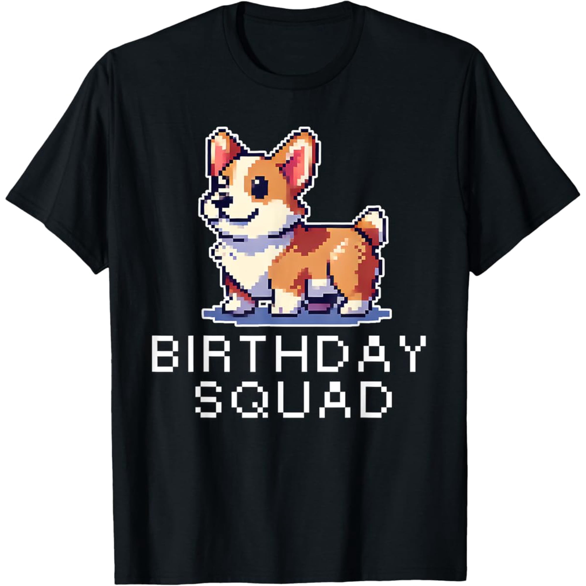 Birthday Squad Corgi Pixel Art Bday Party Bday Crew Gamer T-Shirt Vintage Tee -Birthday Gifts, Birthday Gift