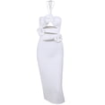 thumbnail image 3 of Vestido de mujer Vestido sin mangas con flores en 3D Cuello halter ahuecado (Blanco S) FLhrweasw Para estrenar, 3 of 8