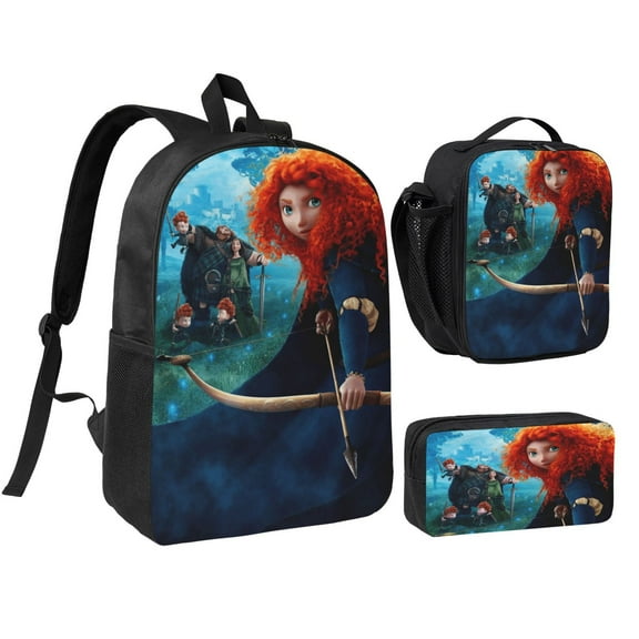 Merida Brave Three piece backpack set young backpack combination backpack lunch bag pencil case