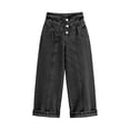 thumbnail image 6 of Favoffer Jeans Big Girls Solid Ripped High Waist Loose Bottoms Straight Wide Leg Denim Long Pants Casual Fashion for Daily Outing Party Holiday Travel School Activity 1-10Y, 6 of 6