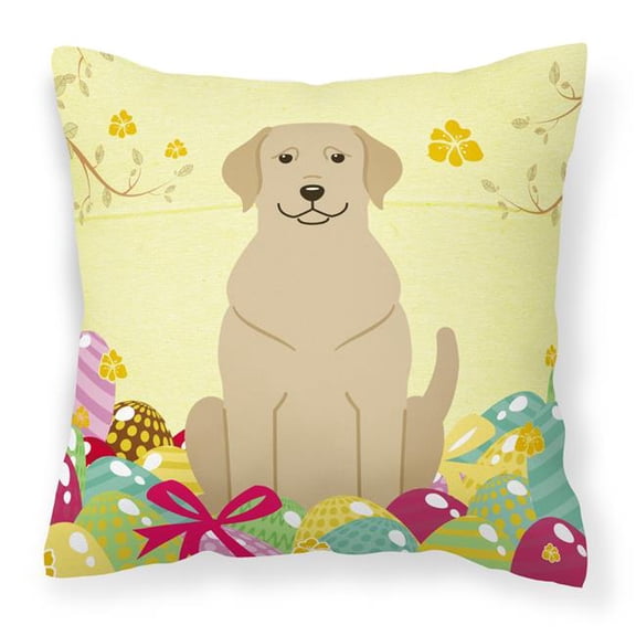Caroline's Treasures BB6055PW1818 Easter Eggs Yellow Labrador Fabric Decorative Pillow , 18H x18W, multicolor