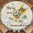 thumbnail image 2 of Yellow Sunflower Round Tablecloth 60 inches You Are My Sunshine Butterflies Vintage Letter Background Waterproof Oil-Proof Table Cloth Round Table Cover for Holiday Party Picnic Dinner Decor, 2 of 9