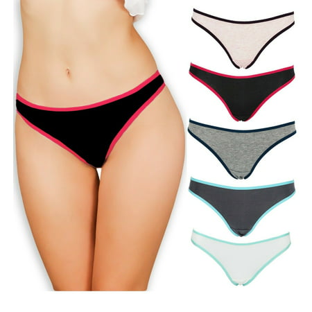 Emprella Women's Underwear Thong Panties - 5 Pack Colors and Patterns May