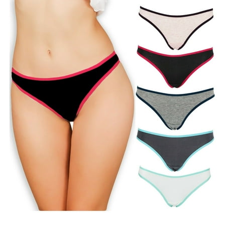 T-shirt Underwear Pattern - Emprella Women's Underwear Thong Panties - 5 Pack Colors and Patterns May Vary