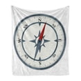 thumbnail image 1 of Compass Soft Flannel Fleece Blanket, Minimalist Design Compass with Windrose Finding Your Way on the Sea Navigation, Cozy Plush for Indoor and Outdoor Use, 50" x 60", Slate Blue Red, by Ambesonne, 1 of 6