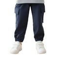 thumbnail image 6 of Tfken Pants For Boys Toddler Size 2-3 Years Solid Color Cargo Relaxed Elastic Waist Fashion Straight-Leg Navy Trousers, 6 of 8